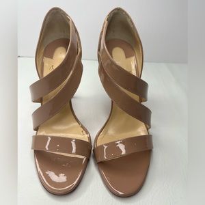 Christian Louboutin World Copine 100 Nude patent leather strappy heels size 39
